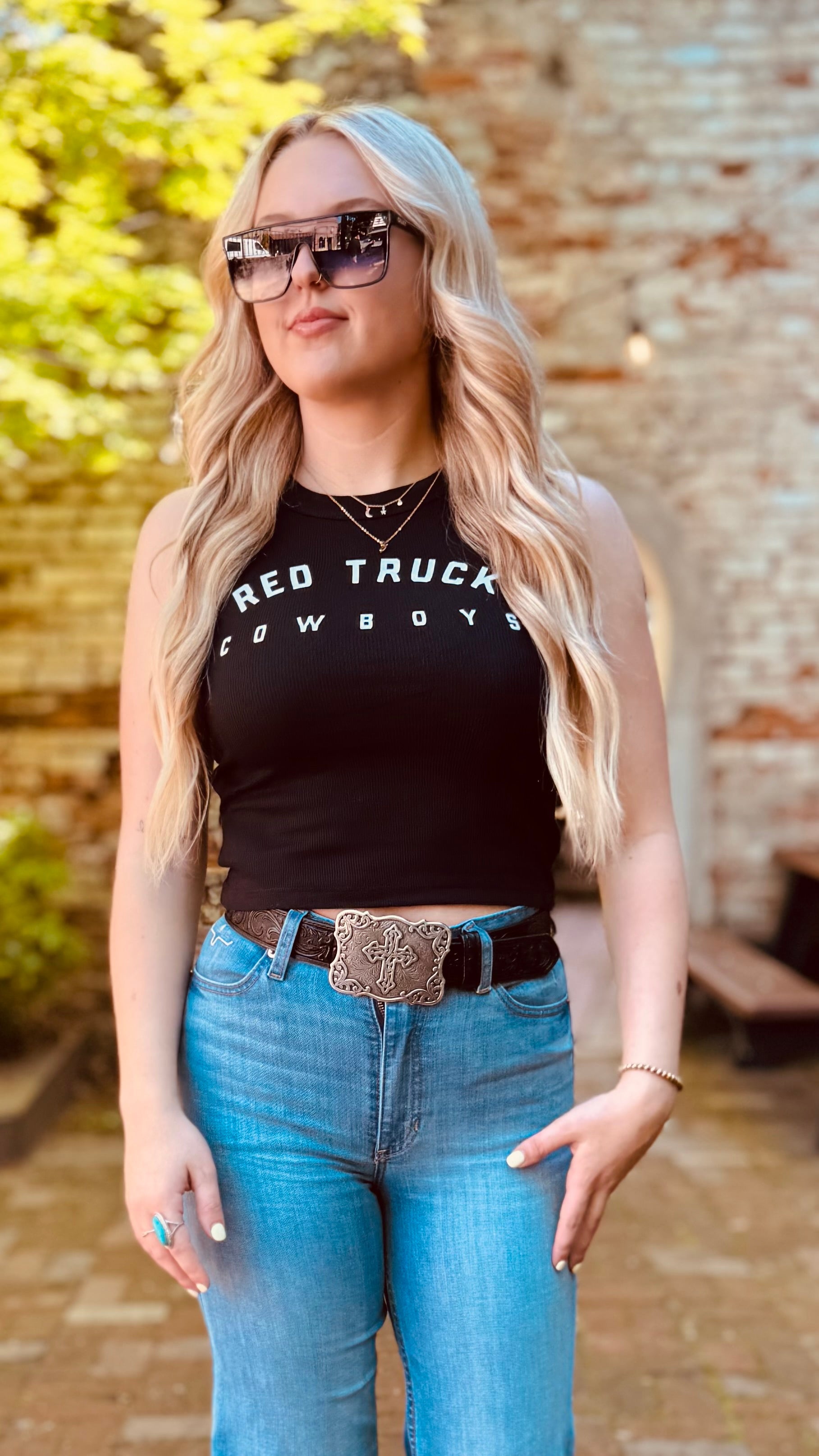 Women’s Varsity Tank-
Red Truck Cowboys