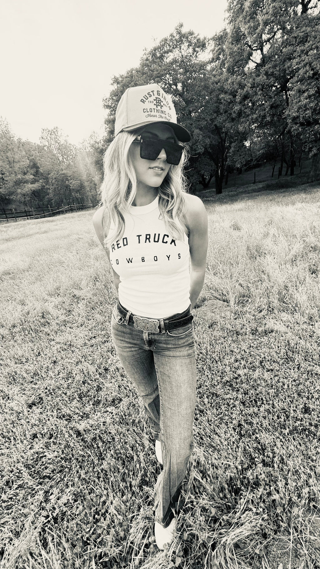 Women’s Varsity Tank-
Red Truck Cowboys