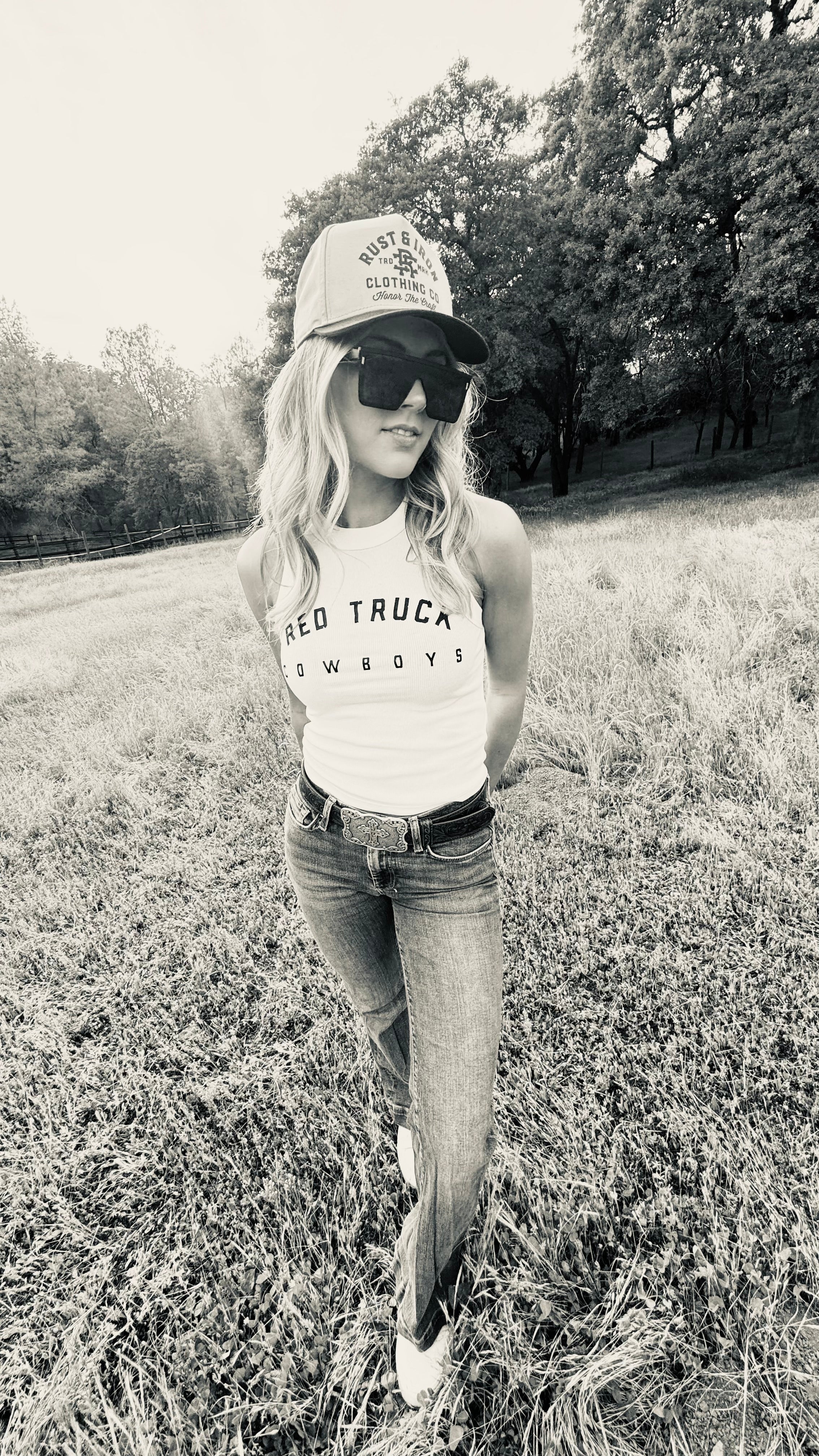 Women’s Varsity Tank-
Red Truck Cowboys